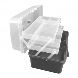 Caja organizadora 2 bandejas internas
Medidas: 36 cm × 20 cm × 16 cm
Material: polipropileno
Compartimientos: 12
2 bandejas internas