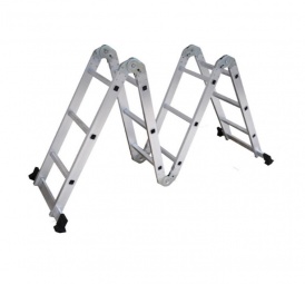 Escalera multipropósito 3×4
4 tramos desplegables por 3 escalones de aluminio
Peso máximo: 150 kg
Altura: Forma A: 1,63 m - Extendida: 3,36 m - Andamio: 0,91 m
Peso: 10,2 kg
Espesor del aluminio: 1,2 mm Escalera multipropósito 3×4
4 tramos desplegables por 3 escalones de aluminio
Peso máximo: 150 kg
Altura: Forma A: 1,63 m - Extendida: 3,36 m - Andamio: 0,91 m
Peso: 10,2 kg
Espesor del aluminio: 1,2 mm