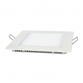 Plafón embutido LED cuadrado 24 W - frío
Flujo luminoso: 1800 lm
Vida útil: 30000 h
Clase de aislación: II
Medidas: 300 mm × 300 mm × 10 mm 
CCT: 6500 K